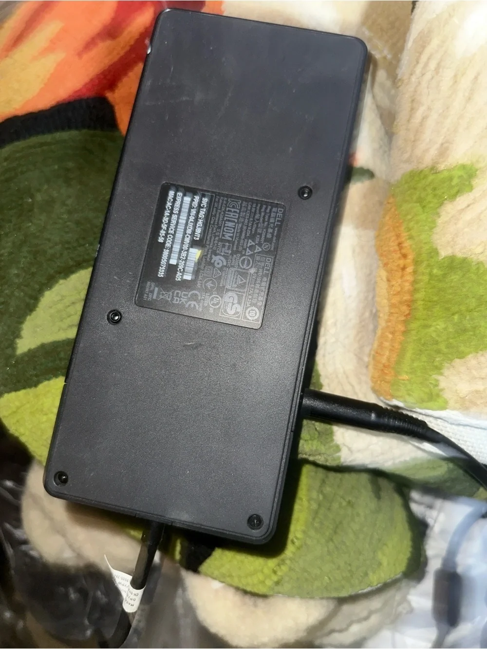 Dell Black Power Adapter Label with White Barcode